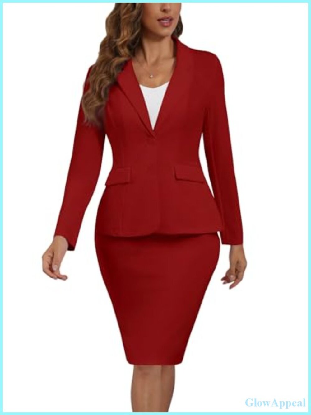 Women's 2 Piece Suit Skirt Set Business Midi Pencil Skirt Suits